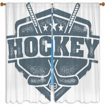 Vintage Hockey Crest Window Curtains 43694662