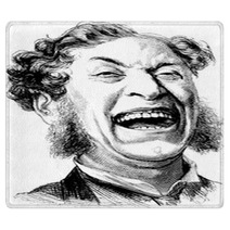 Vintage Illustration Laughing Man Rugs 73113359