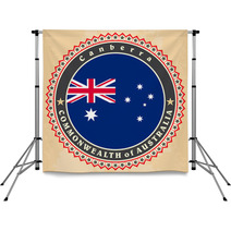 Vintage Label Cards Of Australia Flag Backdrops 65127922