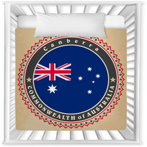 Vintage Label Cards Of Australia Flag Nursery Decor 65127922