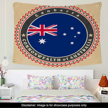 Vintage Label Cards Of Australia Flag Wall Art 65127922