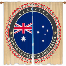 Vintage Label Cards Of Australia Flag Window Curtains 65127922