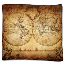Vintage Map Of The World 1733 Blankets 45931855