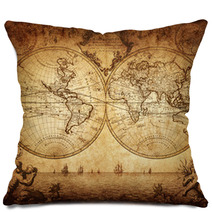 Vintage Map Of The World 1733 Pillows 45931855