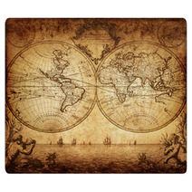 Vintage Map Of The World 1733 Rugs 45931855
