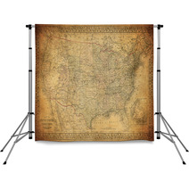 Vintage Map Of United States 1867 Backdrops 66848677