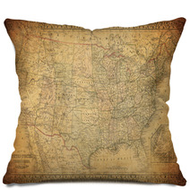 Vintage Map Of United States 1867 Pillows 66848677