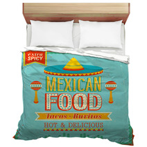 Vintage Mexican Food Poster Vector Illustration Bedding 51563624