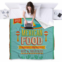 Vintage Mexican Food Poster Vector Illustration Blankets 51563624