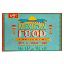 Vintage Mexican Food Poster Vector Illustration Rugs 51563624