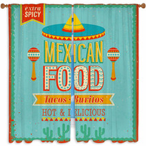 Vintage Mexican Food Poster Vector Illustration Window Curtains 51563624