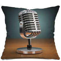 Vintage Microphone On Green Background. Retro Style. Pillows 67696222