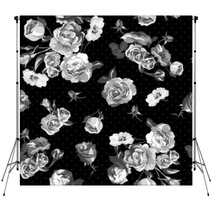 Vintage Monochrome Roses Pattern Backdrops 62941844