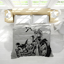 Vintage Motorcycle Vector Silhouette Bedding 90800890