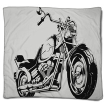 Vintage Motorcycle Vector Silhouette Blankets 90800890