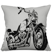 Vintage Motorcycle Vector Silhouette Pillows 90800890