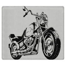 Vintage Motorcycle Vector Silhouette Rugs 90800890