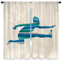 Vintage Multicolor Hurdler Woman Window Curtains 53881544