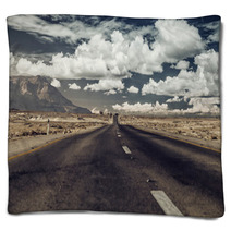 Vintage Photo. Road Through The Desert. Blankets 63205896