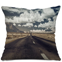 Vintage Photo. Road Through The Desert. Pillows 63205896