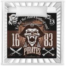 Vintage Pirate Labels Or Design Elements With Retro Textures Nursery Decor 113888037