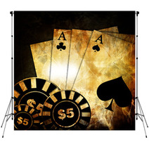 Vintage Playing Cards On A Dark Background With Some Poker Chips Backdrops 8872864
