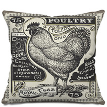 Vintage Poultry And Eggs Advertising Page Pillows 74467023