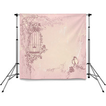 Vintage Rose Garden With Open Cage And Bird Backdrops 67872897