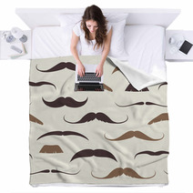 Vintage Seamless Pattern With Mustaches Blankets 52223900