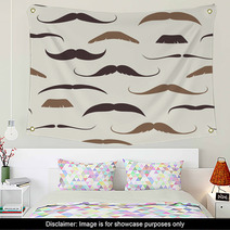 Vintage Seamless Pattern With Mustaches Wall Art 52223900