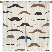 Vintage Seamless Pattern With Mustaches Window Curtains 52223900