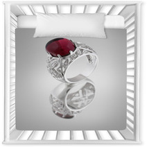 Vintage Silver Ring With Red Gem Nursery Decor 37541678