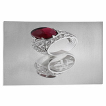 Vintage Silver Ring With Red Gem Rugs 37541678