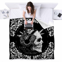 Vintage Skull T Shirt Graphic Design Blankets 99767546