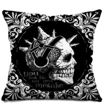 Vintage Skull T Shirt Graphic Design Pillows 99767546