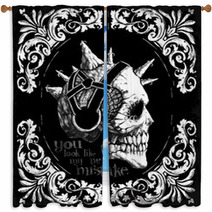 Vintage Skull T Shirt Graphic Design Window Curtains 99767546