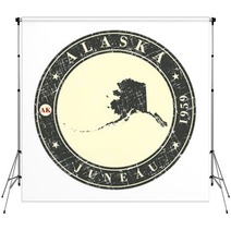 Vintage Stamp With Map Of Alaska Backdrops 123864688