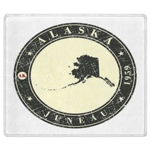 Vintage Stamp With Map Of Alaska Rugs 123864688