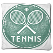 Vintage Tennis Sport Stamp Blankets 51793252