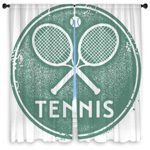 Vintage Tennis Sport Stamp Window Curtains 51793252