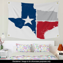 Vintage Texas State Map And Flag Artwork Wall Art 60892648