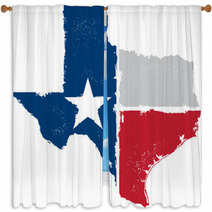 Vintage Texas State Map And Flag Artwork Window Curtains 60892648