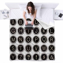 Vintage Typewriter Key Alphabet Blankets 42388264