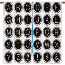 Vintage Typewriter Key Alphabet Window Curtains 42388264