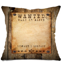 Vintage Wanted Poster Pillows 12998057