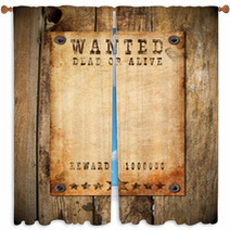 Vintage Wanted Poster Window Curtains 12998057