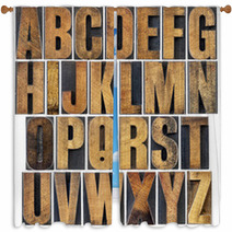 Vintage Wood Type Alphabet Window Curtains 55992945
