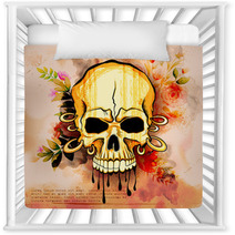 Vintge Style Grungy Skull Print Retro Background Nursery Decor 135147853