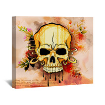 Vintge Style Grungy Skull Print Retro Background Wall Art 135147853