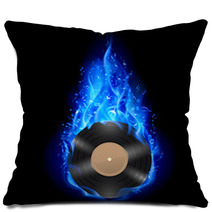 Vinyl Disc In Blue Fire. Pillows 62626884